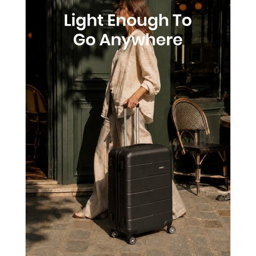 Kono 20 Inch PC Hard Shell Cabin Suitcase With Smooth Spinner Wheels Black | Neil's Luggage Store