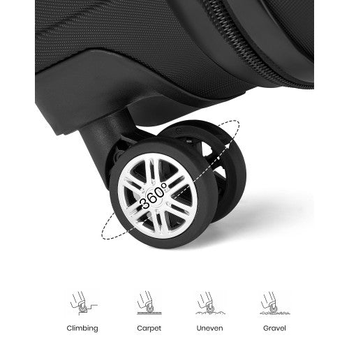 Kono 20 Inch PC Hard Shell Cabin Suitcase With Smooth Spinner Wheels Black | Neil's Luggage Store