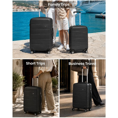 Kono 20 Inch PC Hard Shell Cabin Suitcase With Smooth Spinner Wheels Black | Neil's Luggage Store