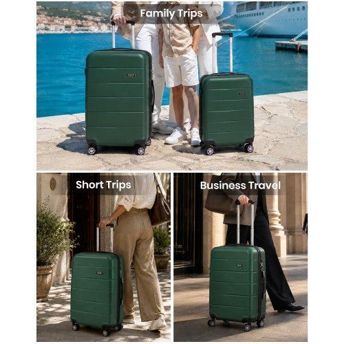 Kono 20 Inch Hard Shell Carry On Suitcase With Silent Spinner Wheels Green | Neil's Luggage Store