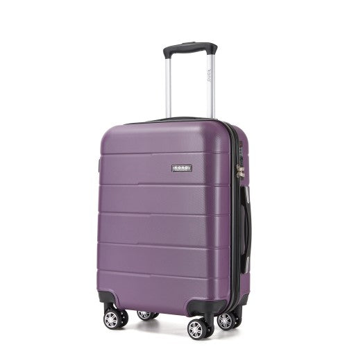 KSK2694 - Kono 20 Inch PC Hard Shell Suitcase, Carry-On Luggage with Silent Wheels & Organised Interior - Purple And Black by LuluBags