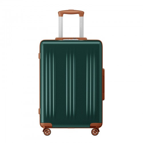 KSK2583 - Kono Premium ABS+PC 24 Inch Hard Shell Medium Check-In Luggage with TSA Lock & 360° Silent Spinner Wheels - Green and Brown | Neil's Luggage Store