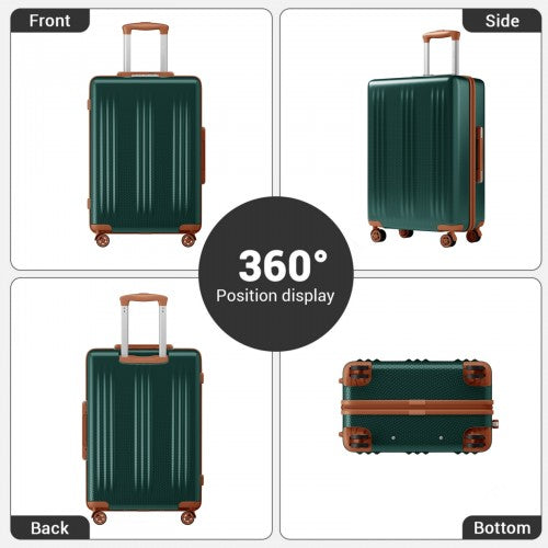 KSK2583 - Kono Premium ABS+PC 24 Inch Hard Shell Medium Check-In Luggage with TSA Lock & 360° Silent Spinner Wheels - Green and Brown | Neil's Luggage Store