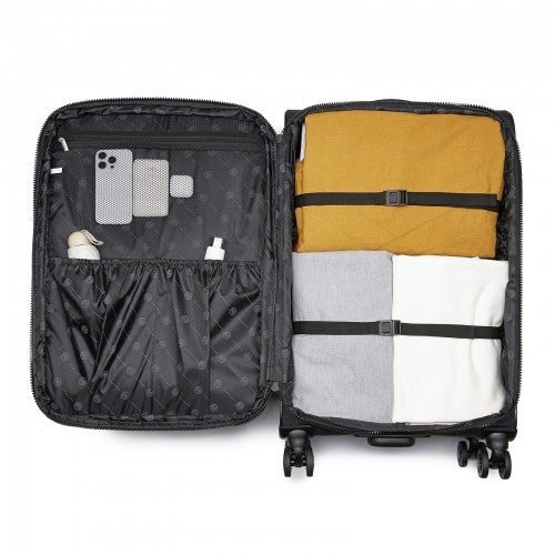 KSN2593 - 26 inch Women's Lightweight Softshell Suitcase with Spinner Wheels and Spacious Compartments - Black | Neil's Luggage Store