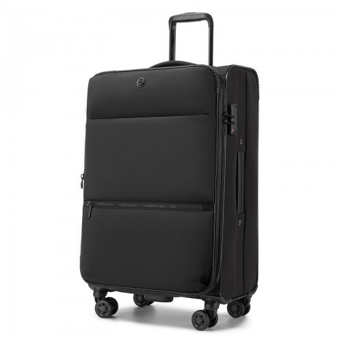 KSN2593 - 26 inch Women's Lightweight Softshell Suitcase with Spinner Wheels and Spacious Compartments - Black | Neil's Luggage Store