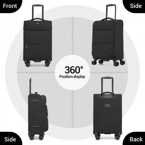 KSN2593 - 3 Piece Softshell Expandable Luggage Set 20/26/30 Inch, Lightweigh Suitcase with Silent Wheels & Organised Interior for Travel - Black | Neil's Luggage Store