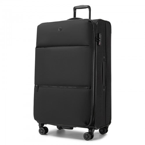 KSN2593 - 30 inch Women's Lightweight Softshell Suitcase with Spinner Wheels and Spacious Compartments - Black | Neil's Luggage Store