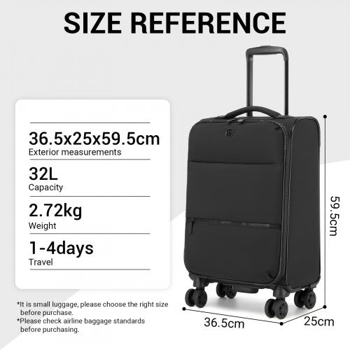 KSN2593 - 3 Piece Softshell Expandable Luggage Set 20/26/30 Inch, Lightweigh Suitcase with Silent Wheels & Organised Interior for Travel - Black | Neil's Luggage Store