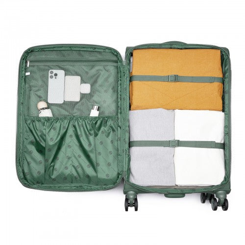 KSN2593 - 26 inch Women's Lightweight Softshell Suitcase with Spinner Wheels and Spacious Compartments - Green | Neil's Luggage Store
