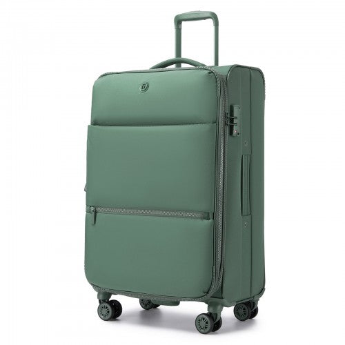 KSN2593 - 26 inch Women's Lightweight Softshell Suitcase with Spinner Wheels and Spacious Compartments - Green | Neil's Luggage Store