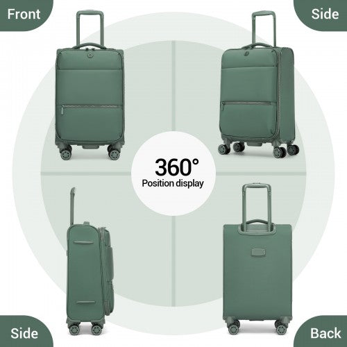 KSN2593 - 30 inch Women's Lightweight Softshell Suitcase with Spinner Wheels and Spacious Compartments - Green | Neil's Luggage Store