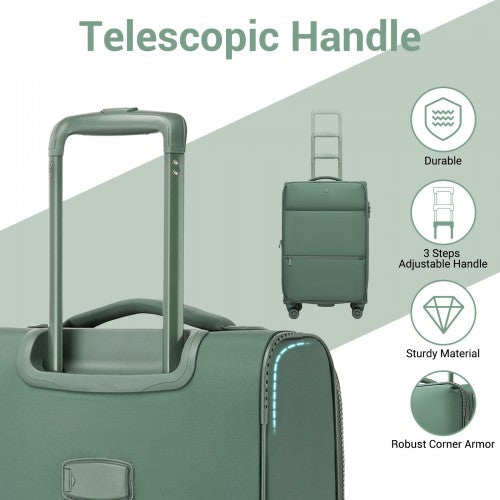 KSN2593 - 3 Piece Softshell Expandable Luggage Set 20/26/30 Inch, Lightweigh Suitcase with Silent Wheels & Organised Interior for Travel - Green | Neil's Luggage Store