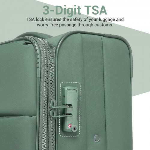 KSN2593 - 30 inch Women's Lightweight Softshell Suitcase with Spinner Wheels and Spacious Compartments - Green | Neil's Luggage Store