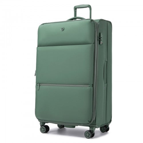 KSN2593 - 30 inch Women's Lightweight Softshell Suitcase with Spinner Wheels and Spacious Compartments - Green | Neil's Luggage Store