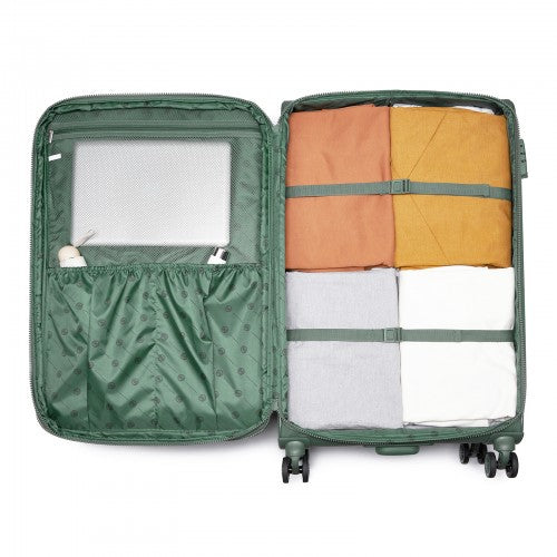 KSN2593 - 30 inch Women's Lightweight Softshell Suitcase with Spinner Wheels and Spacious Compartments - Green | Neil's Luggage Store
