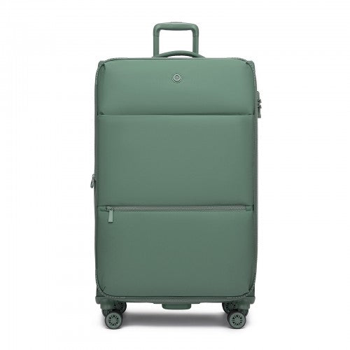 KSN2593 - 30 inch Women's Lightweight Softshell Suitcase with Spinner Wheels and Spacious Compartments - Green | Neil's Luggage Store