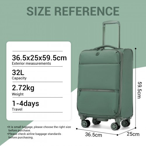 KSN2593 - 3 Piece Softshell Expandable Luggage Set 20/26/30 Inch, Lightweigh Suitcase with Silent Wheels & Organised Interior for Travel - Green | Neil's Luggage Store