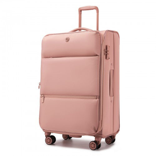 KSN2593 - 26 inch Women's Lightweight Softshell Suitcase with Spinner Wheels and Spacious Compartments - Pink | Neil's Luggage Store