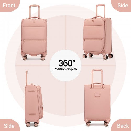 KSN2593 - 26 inch Women's Lightweight Softshell Suitcase with Spinner Wheels and Spacious Compartments - Pink | Neil's Luggage Store