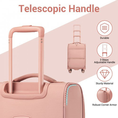 KSN2593 - 26 inch Women's Lightweight Softshell Suitcase with Spinner Wheels and Spacious Compartments - Pink | Neil's Luggage Store