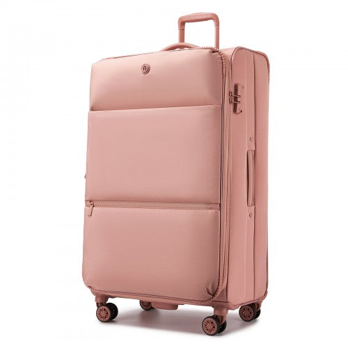 KSN2593 - 30 inch Women's Lightweight Softshell Suitcase with Spinner Wheels and Spacious Compartments - Pink | Neil's Luggage Store