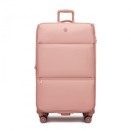 KSN2593 - 30 inch Women's Lightweight Softshell Suitcase with Spinner Wheels and Spacious Compartments - Pink | Neil's Luggage Store