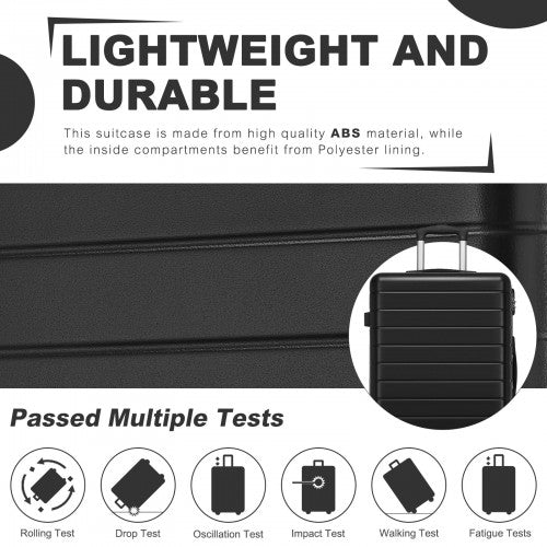 KSN2691 - 28 Inch Large Checked Luggage, Premium ABS Hard Shell Suitcase with 360 Silent Wheels & Secure Combination Lock - Black