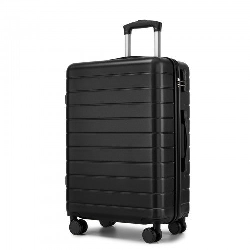 KSN2691 - 24 Inch Checked Luggage, Durable ABS Hard Shell Suitcase with 360 Silent Spinner Wheels & Secure Combination Lock - Black | Neil's Luggage Store