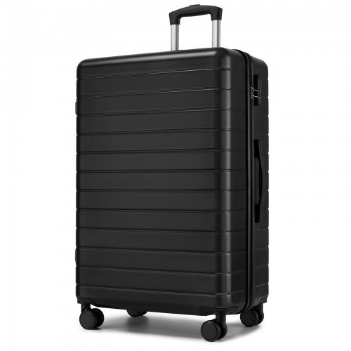 KSN2691 - 28 Inch Large Checked Luggage, Premium ABS Hard Shell Suitcase with 360 Silent Wheels & Secure Combination Lock - Black