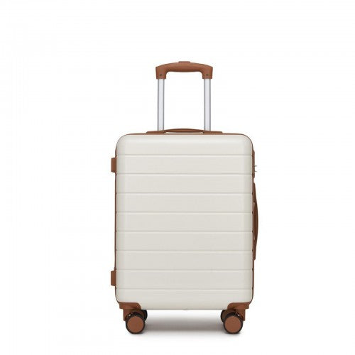 KSN2691 - 20 Inch Carry-On Luggage, Lightweight ABS Hard Shell Suitcase with 360 Silent Wheels, Combination Lock & Organised Interior - Cream and Brown