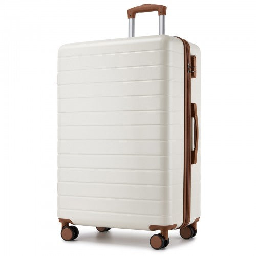 KSN2691 - 28 Inch Large Checked Luggage, Premium ABS Hard Shell Suitcase with 360 Silent Wheels & Secure Combination Lock - Cream And Brown | Neil's Luggage Store