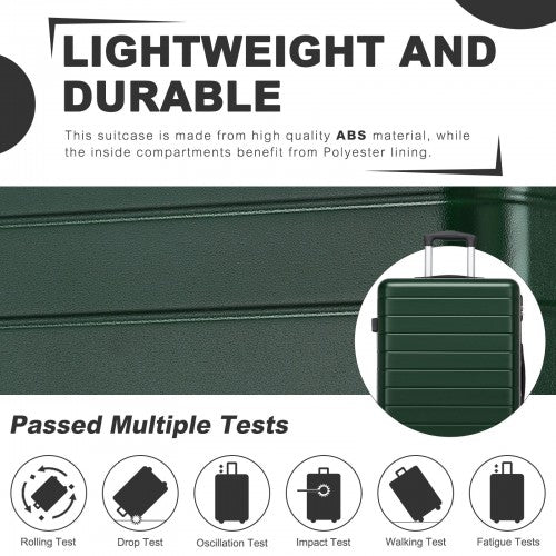 KSN2691 - 28 Inch Large Checked Luggage, Premium ABS Hard Shell Suitcase with 360 Silent Wheels & Secure Combination Lock - Green