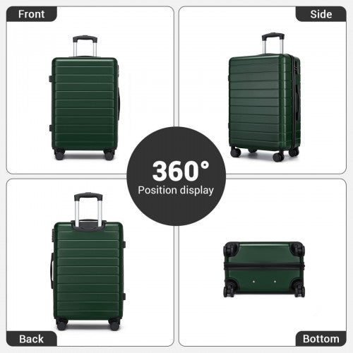 KSN2691 - 24 Inch Checked Luggage, Durable ABS Hard Shell Suitcase with 360 Silent Spinner Wheels & Secure Combination Lock - Green