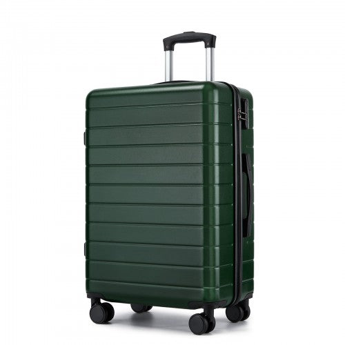 KSN2691 - 24 Inch Checked Luggage, Durable ABS Hard Shell Suitcase with 360 Silent Spinner Wheels & Secure Combination Lock - Green