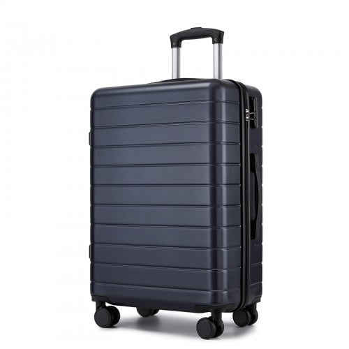 KSN2691 - 24 Inch Checked Luggage, Durable ABS Hard Shell Suitcase with 360 Silent Spinner Wheels & Secure Combination Lock - Navy | Neil's Luggage Store