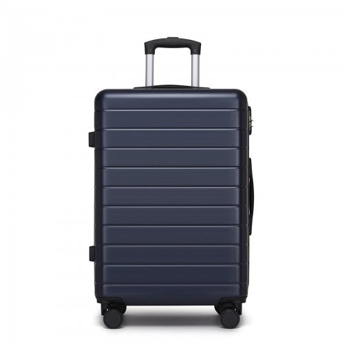 KSN2691 - 24 Inch Checked Luggage, Durable ABS Hard Shell Suitcase with 360 Silent Spinner Wheels & Secure Combination Lock - Navy