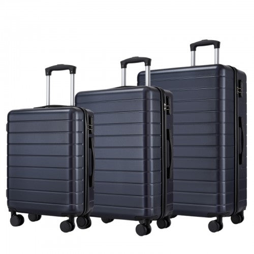 KSN2691 - 3-Piece Hard Shell Luggage Set (20/24/28 Inch), Lightweight ABS Suitcases with Silent Wheels & Combination Locks - Navy | Neil's Luggage Store