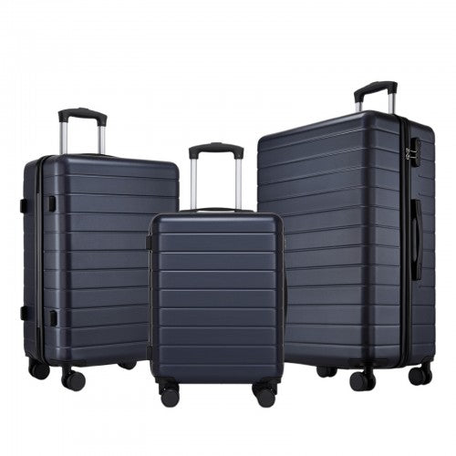 KSN2691 - 3-Piece Hard Shell Luggage Set (20/24/28 Inch), Lightweight ABS Suitcases with Silent Wheels & Combination Locks - Navy | Neil's Luggage Store