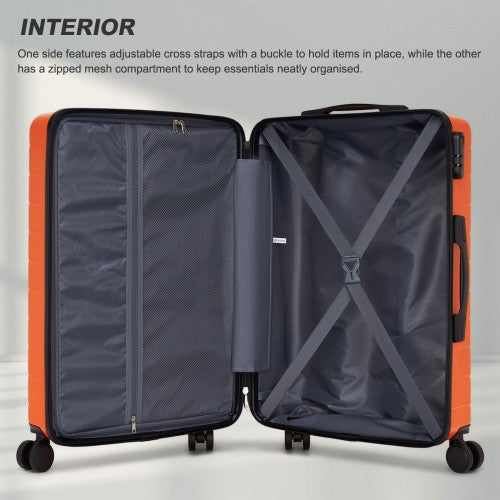 KSN2691 - 28 Inch Large Checked Luggage, Premium ABS Hard Shell Suitcase with 360 Silent Wheels & Secure Combination Lock - Orange