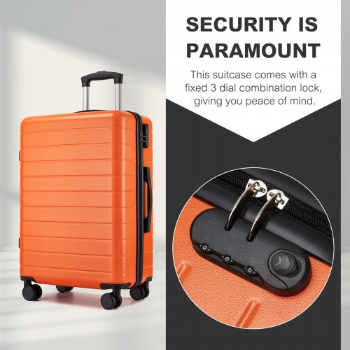 KSN2691 - 28 Inch Large Checked Luggage, Premium ABS Hard Shell Suitcase with 360 Silent Wheels & Secure Combination Lock - Orange