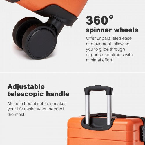 KSN2691 - 28 Inch Large Checked Luggage, Premium ABS Hard Shell Suitcase with 360 Silent Wheels & Secure Combination Lock - Orange