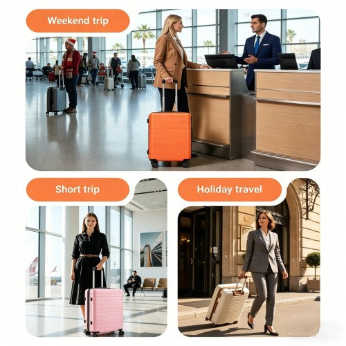 KSN2691 - 20 Inch Carry-On Luggage, Lightweight ABS Hard Shell Suitcase with 360 Silent Wheels, Combination Lock & Organised Interior - Orange