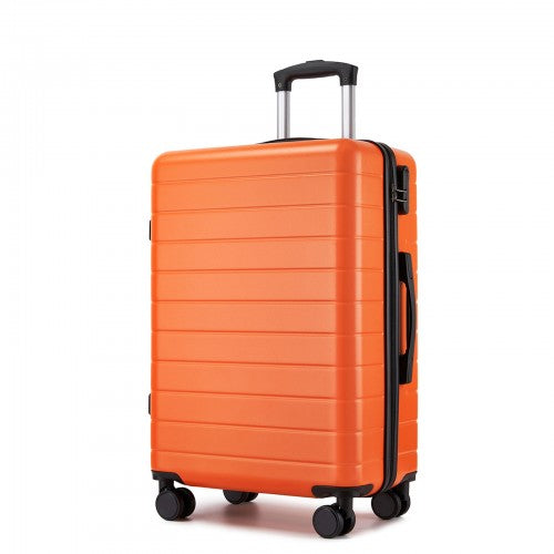 KSN2691 - 24 Inch Checked Luggage, Durable ABS Hard Shell Suitcase with 360 Silent Spinner Wheels & Secure Combination Lock - Orange | Neil's Luggage Store