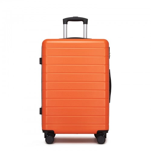 KSN2691 - 24 Inch Checked Luggage, Durable ABS Hard Shell Suitcase with 360 Silent Spinner Wheels & Secure Combination Lock - Orange
