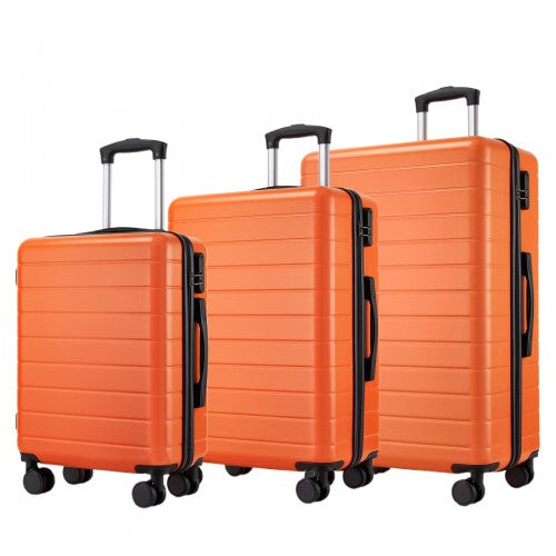KSN2691 - 3-Piece Hard Shell Luggage Set (20/24/28 Inch), Lightweight ABS Suitcases with Silent Wheels & Combination Locks - Orange