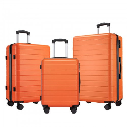 KSN2691 - 3-Piece Hard Shell Luggage Set (20/24/28 Inch), Lightweight ABS Suitcases with Silent Wheels & Combination Locks - Orange