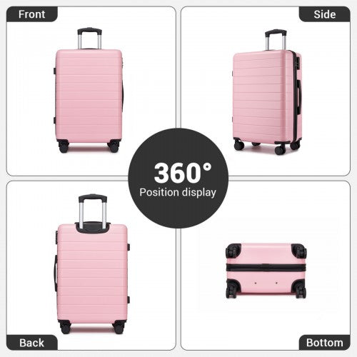 KSN2691 - 3-Piece Hard Shell Luggage Set (20/24/28 Inch), Lightweight ABS Suitcases with Silent Wheels & Combination Locks - Pink