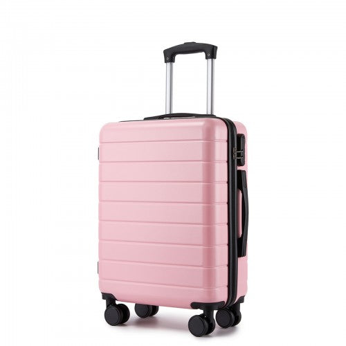 KSN2691 - 20 Inch Carry-On Luggage, Lightweight ABS Hard Shell Suitcase with 360 Silent Wheels, Combination Lock & Organised Interior - Pink