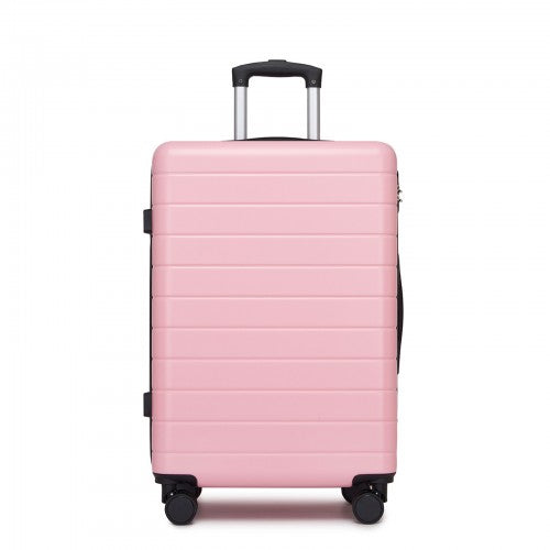 KSN2691 - 24 Inch Checked Luggage, Durable ABS Hard Shell Suitcase with 360 Silent Spinner Wheels & Secure Combination Lock - Pink | Neil's Luggage Store
