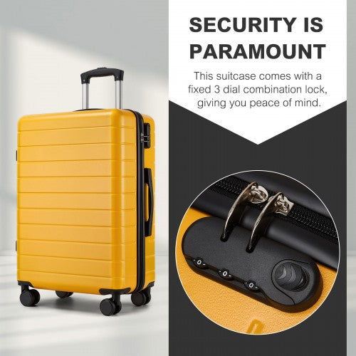 KSN2691 - 28 Inch Large Checked Luggage, Premium ABS Hard Shell Suitcase with 360 Silent Wheels & Secure Combination Lock - Yellow